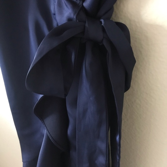 AQUA Navy Satin Like Dress - Picture 4 of 8
